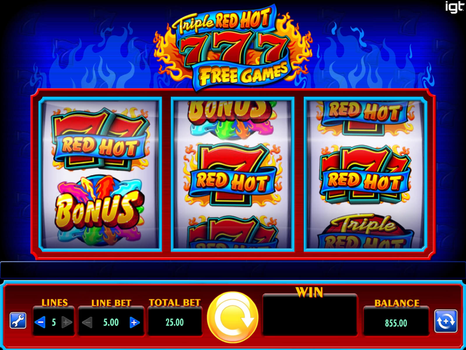 Triple red hot 7s slot machine