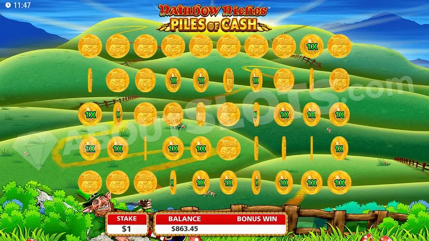 Rainbow Riches Piles of Cash how to play